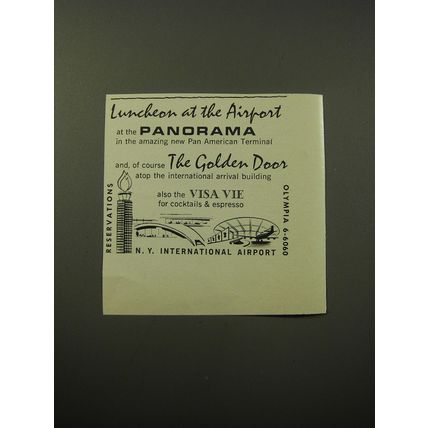 1960 N.Y. International Airport Restaurants Ad - Panorama, Golden Door, Visa Vie