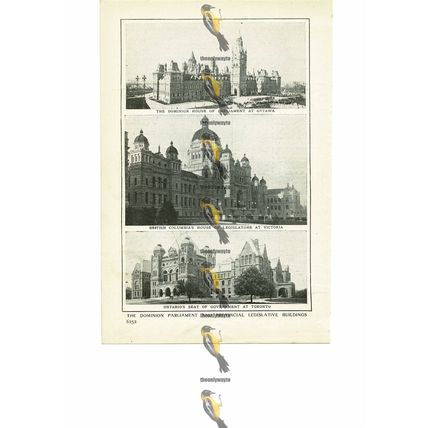 Dominion Buildings, Ottawa, Victoria & Toronto, Canada, Book Illustration, 1909