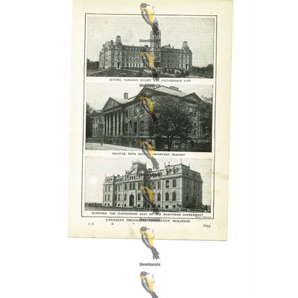 Provincial Buildings, Quebec, Halifax & Winnipeg, Canada, Book Illustration 1909
