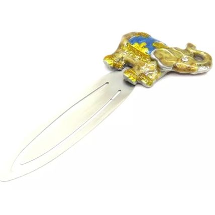 Elephant Bookmark Metal Brown & Blue Detail 11 CM Gift Collectable Home