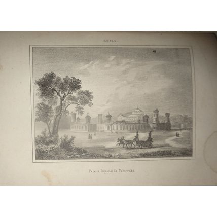 1840 Rusia - Palacio Imperial de Petrovski - engraving. El universo pintoresco