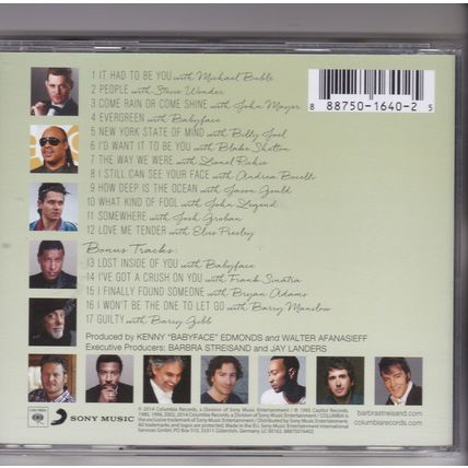 Barbra Streisand : Partners. CD album. (2014) 13 new duets+4 Classics.