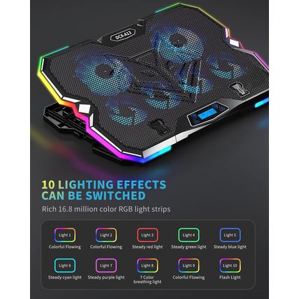Keibn Upgrade Laptop Cooling Pad A13,RGB Lights Laptop Cooler 6 Fans for up to 1