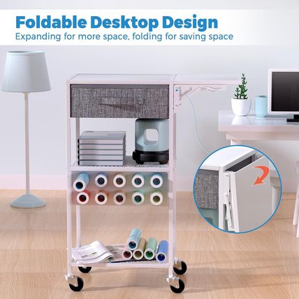 Rolling Cricut Storage Organizer Cart Compatible with Cricut Machine, Cricut Vin