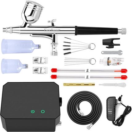 Gocheer Airbrush Kit with Air Compressor, 40 PSI High Pressure Air Brush Non-Clo