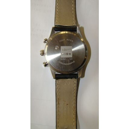 Louis Pion Chronograph Aviator Quartz Watch. Cream Face. Leather strap.