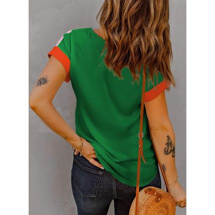 Rose Red Contrast Trim Color Block Front Zipped T Shirt
