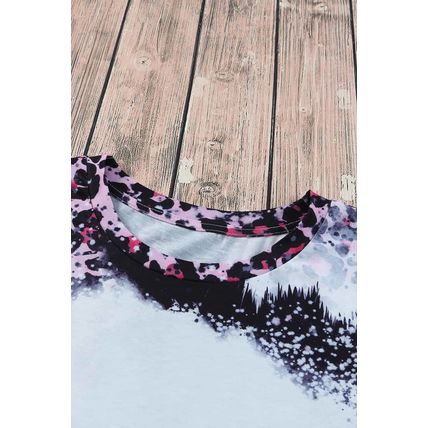 Pink Leopard Dyed Print Bleached Blank Tee