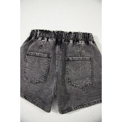 High-rise Drawstring High Waist Casual Denim Shorts with Pockets