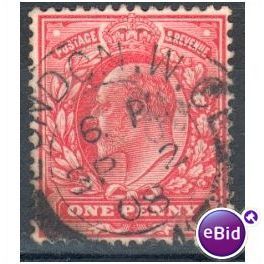 GB stamps 1902-10 KEV11 - 1d SG219 London 43