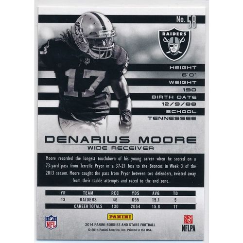 2014 Panini Rookies & Stars #58 Denarius Moore Oakland Raiders