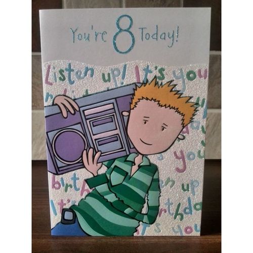 8th Birthday - You're 8 Today ! - glitter card