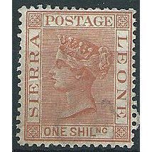 Sierra Leone 1888 SG34 1/- Red-Brown Wmk Crown CA Mounted Mint ... .