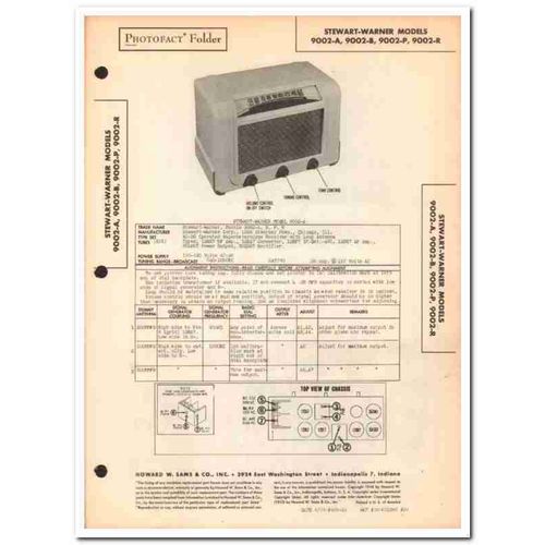 stewart-warner model 9002-x 6-tube am radio sams photofact manual