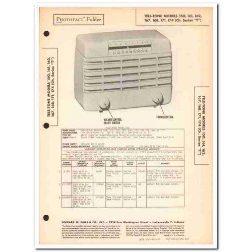 tele-tone model 150 16x 171 174 4-tube am radio sams photofact manual