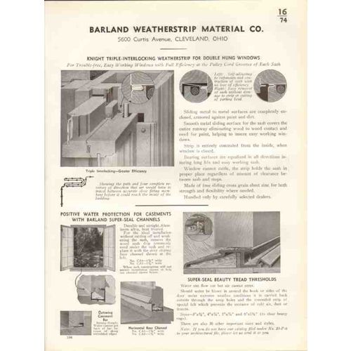 barland weatherstrip material company 1938 windows vintage catalog
