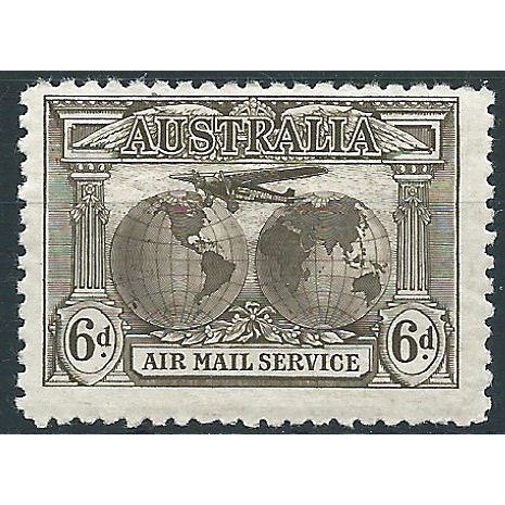 Australia 1931 SG139 6d Sepia "AIR MAIL" Mounted Mint .. ..