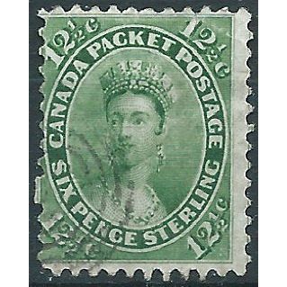 Canada (Colony of) 1859 SG39 12 1/2c Deep Yellow-Green Fine Used....