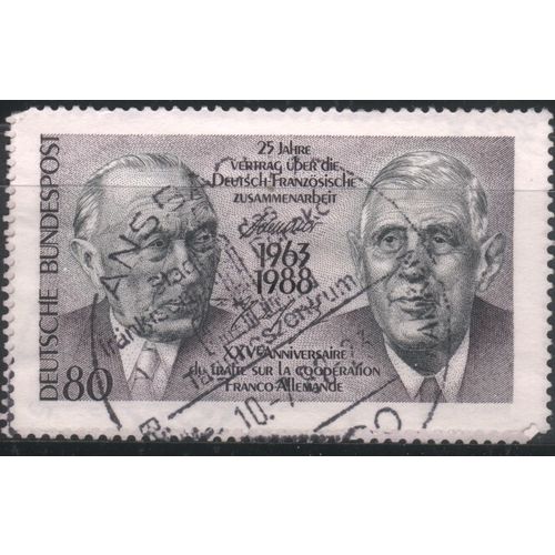 Germany 1988 - SG2228 - 80pf purple & black - Konrad Adenauer & De Gaulle - used