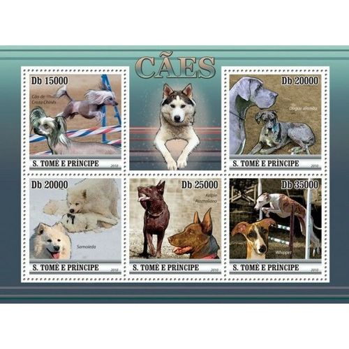 SAO TOME PRINCIPE 2010 SHEET MNH DOGS CHIENS PERROS HUNDEN CANI CAES 5