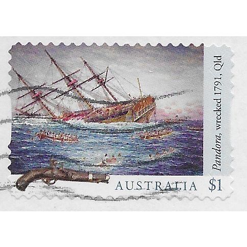 AUS 2017 $1.00 (S/A) 'SHIPWRECKS -PANDORA' ON PAPER FINE USED (EBID25-851a)