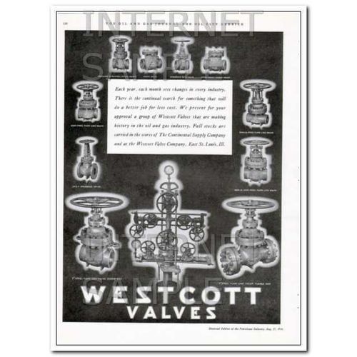 WESTCOTT VALVE COMPANY 1934 oil gas pipe line equipment vintage ad