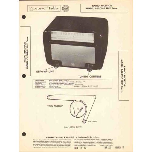 RADIO RECEPTOR model C-1709-P TV UHF converter Sams Photofact manual
