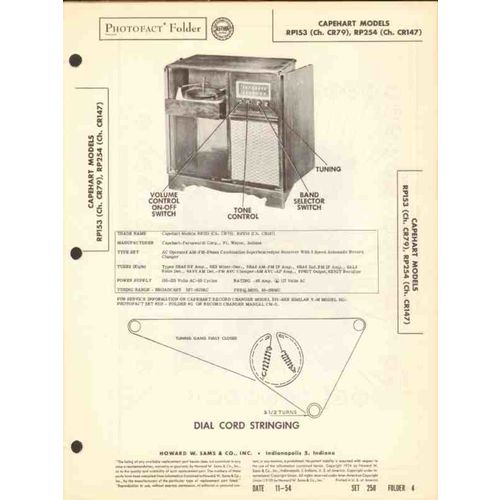CAPEHART model RP153 RP254 AM FM radio phono Sams Photofact manual