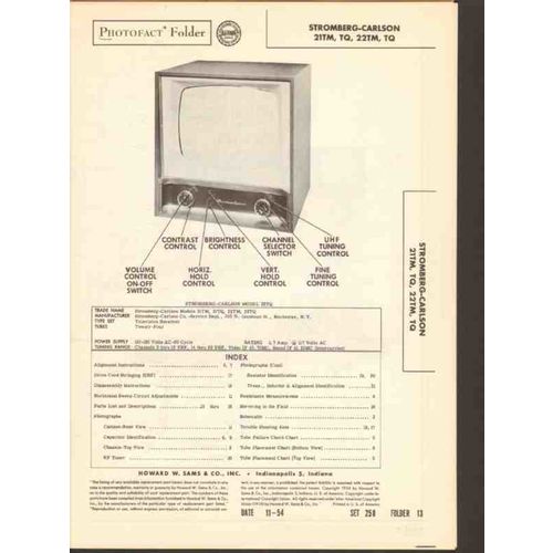 STROMBERG-CARLSON model 2xTM 2xTQ TV television Sams Photofact manual