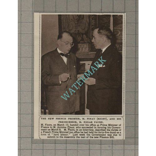 C3609) M Pinay & M Edgar Faure French Premier France - 1952 Clip