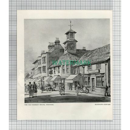 (8589) STEYNING The Old Market House Randolph Schwabe - 1948 Print / Cutting
