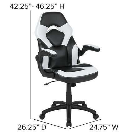 Black Gaming Desk and White/Black Racing Chair Set Cup Holder Headphone Hook