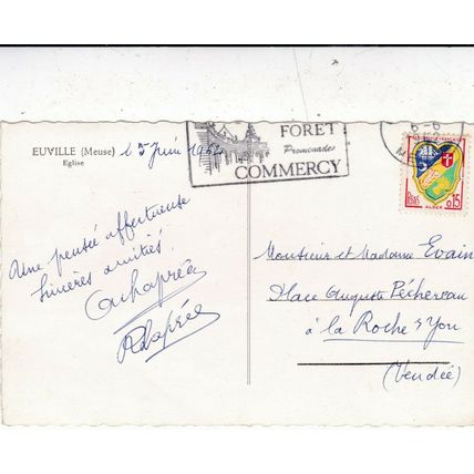 Euville Church France Postcard 1962 used VGC
