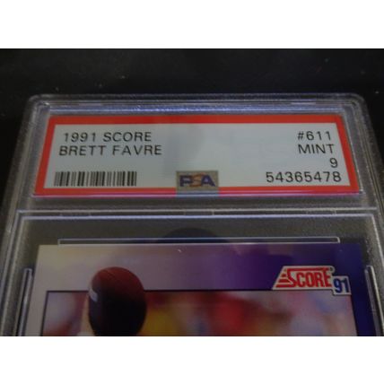 1991 Score Football Card # 611 Brett Favre PSA Mint (9) Atlanta Falcons