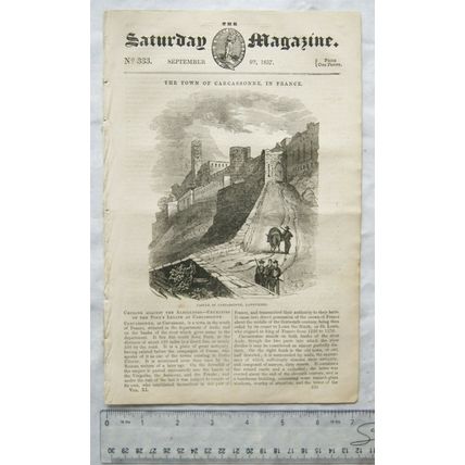 1837 The Saturday Magazine No. 333 Carssonne, life assurance Philosophers' Stone