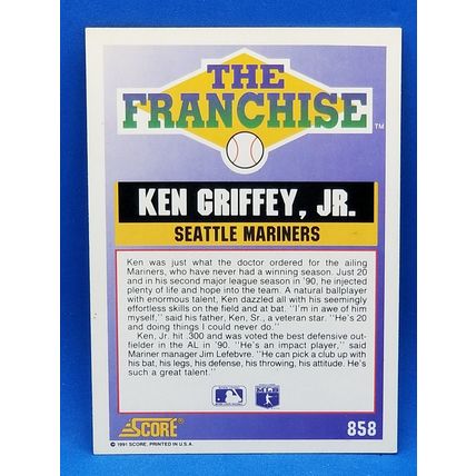 1991 Score #858 Ken Griffey Jr. FRANCHISE