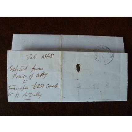 1865 GB QV 1d Red stamp JN Plate No 71 Bank of England Duplex 74 entire Dalby