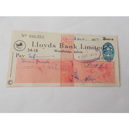 LLOYDS /CHEQUE USED 4. 10. 1950 (23/06)