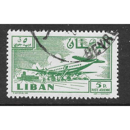 LEBANON 1959 AIR MAIL DOUGLAS DC 6B KHALDE AIRPORT USED 5P