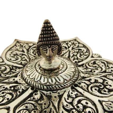 Buddha Aluminium Ash Catcher Flower Face Floral for Stick and Cones 12cm CL46