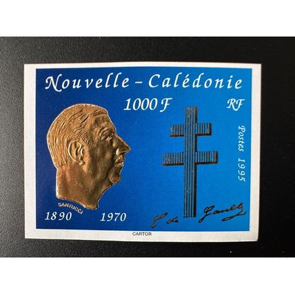 Nouvelle-Calédonie 1995 YT n°682 ND IMPERF 25 Ans Mort Général de Gaulle Doré