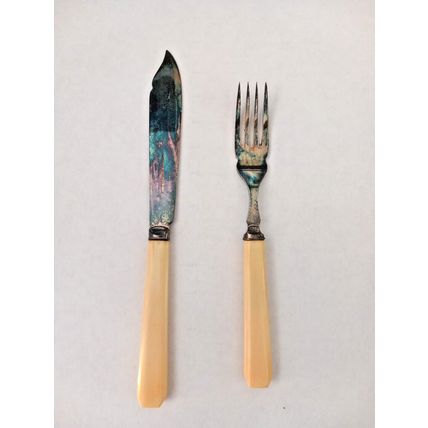 Silver Plated Antique Robert Stewart Cutlery Set with Box and Label