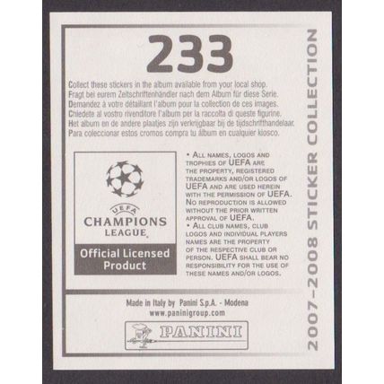 Panini Stickers - Champions League 2007-08 #233 Patrice Evra (Man Utd FC)