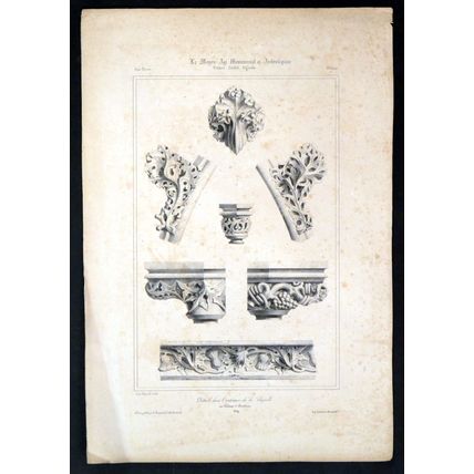 CHATEAU D’AMBOISE 1841 Jules Peyre - Architraves ANTIQUE LITHOGRAPH