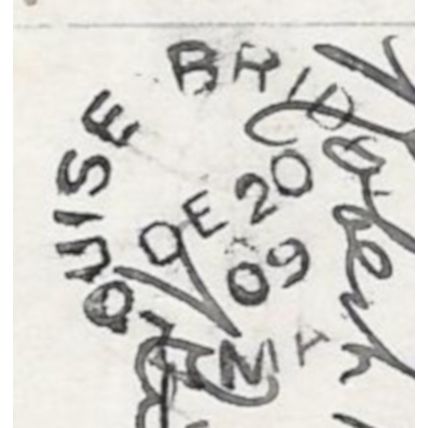 Louise Bridge (D), Manitoba split ring cancel 1909, /PF