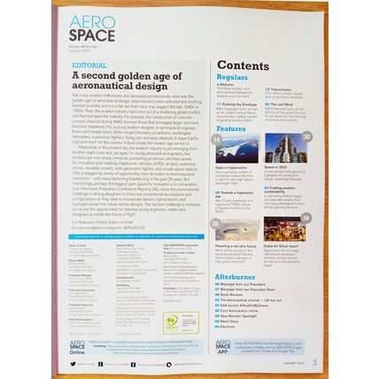 ROYAL AERONAUTICAL SOCIETY MAGAZINE, AEROSPACE: issue January 2022
