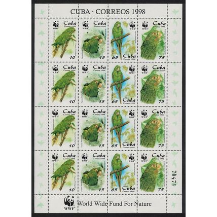Caribic Birds WWF Parakeet Sheetlet of 4 sets 1998 MNH SG#4298-4301