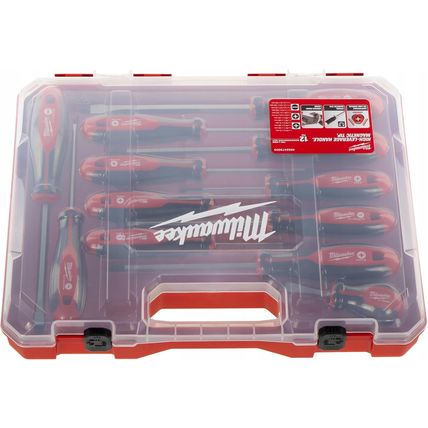 Milwaukee Set of 12 Tri-Lobe Screwdrivers 4932472003,Red