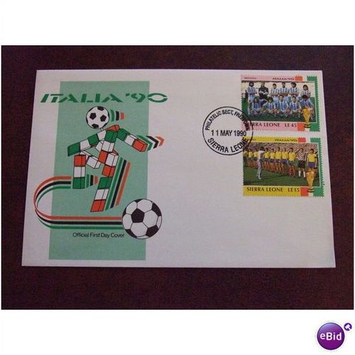 Sierra Leone 1990 Football Argentina Romania FDC stamps Italia 90 footballers