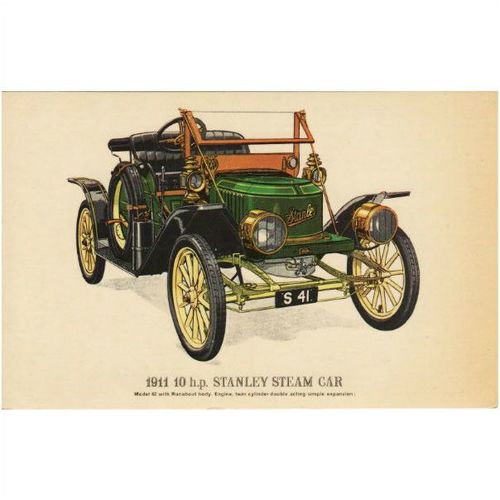 Road Transport Postcard 1911 10hp Stanley Steam Car Model 62 Runabout Body